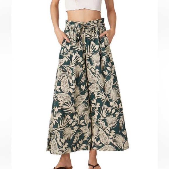 Patrons of Peace Pants - Patrons of Peace leaf print wide leg palazzo pants